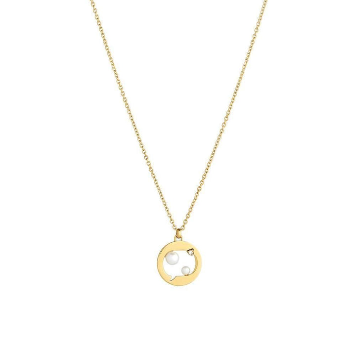Cosmo Cosmonaut 18K Forgyldt Halskæde m. Perle & Zirkon