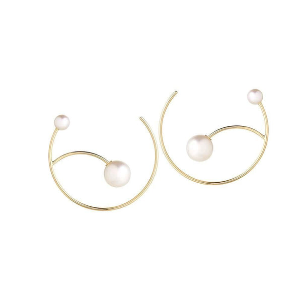 Cosmo Galactic 18K Gold Hoops w. Pearl