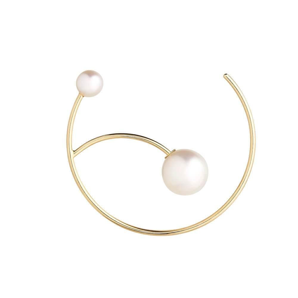 Cosmo Galactic 18K Gold Hoops w. Pearl