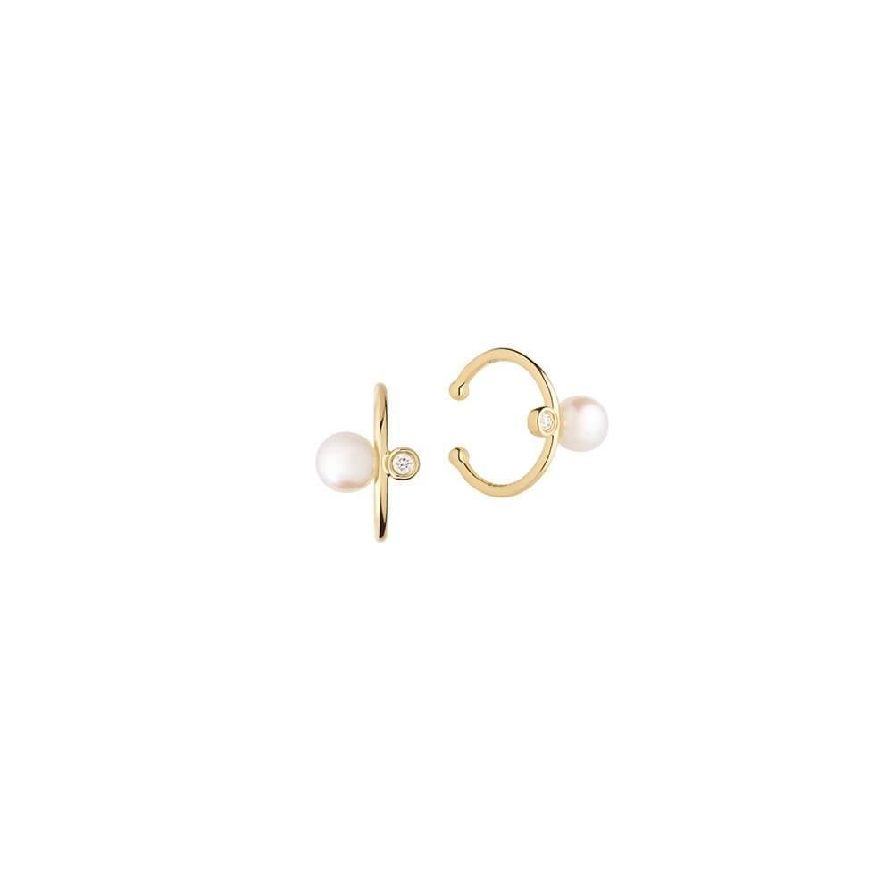 Cosmo Halo 18K Gold Ear Cuffs w. Pearl & Diamond