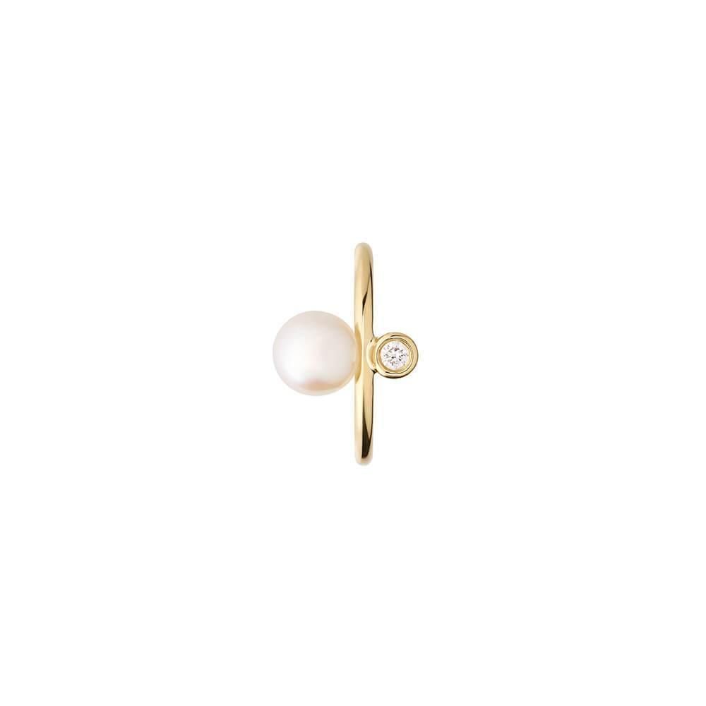 Cosmo Halo 18K Gold Ear Cuffs w. Pearl & Diamond