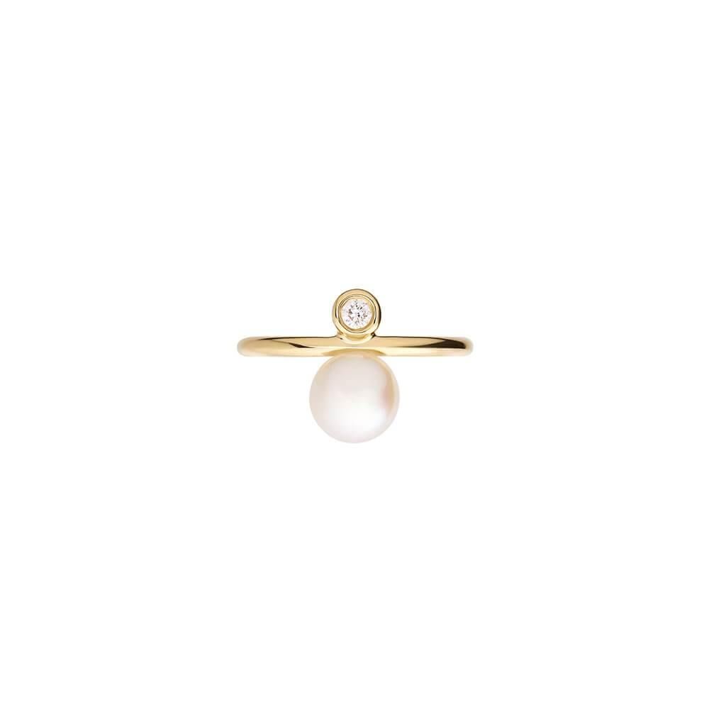 Cosmo Halo 18K Gold Ear Cuffs w. Pearl & Diamond