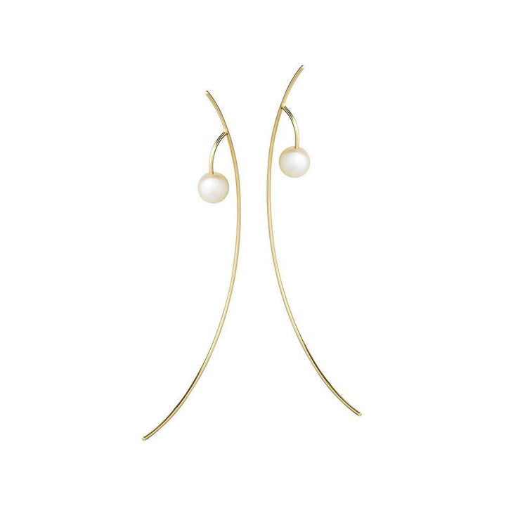 Cosmo Meridian 18K Gold Earrings w. Pearl