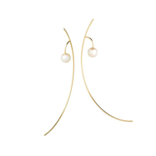 Cosmo Meridian 18K Gold Earrings w. Pearl
