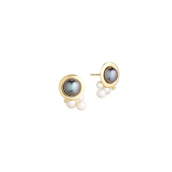 Cosmo Mini Cloud 18K Gold Earrings w. Pearl