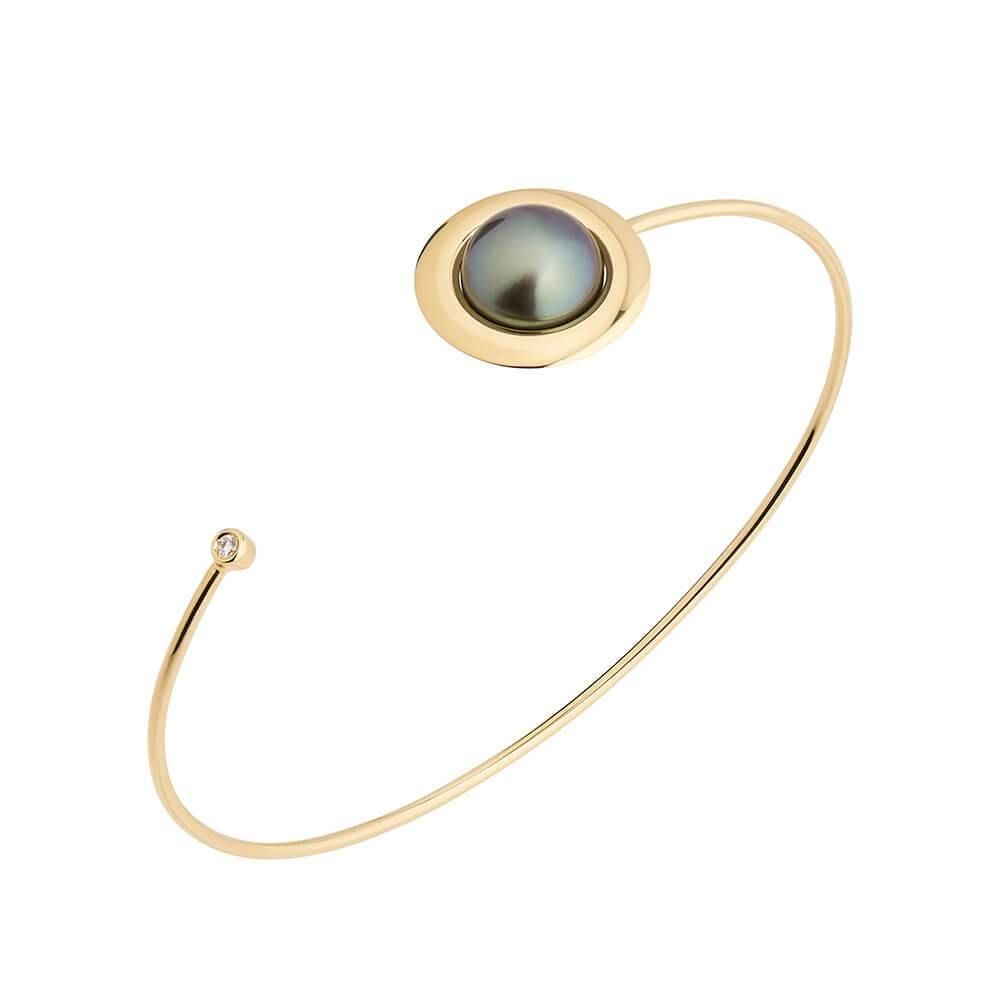 Cosmo Orion 18K Gold Armreifen w. Pearl & Diamond
