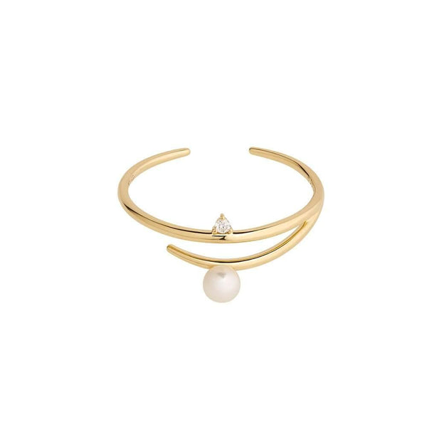 Cosmo Perseus 18K Gold Ring w. Pearl & Diamond