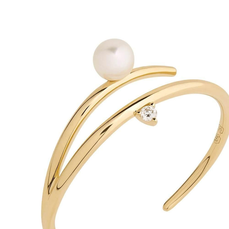 Cosmo Perseus 18K Gold Ring w. Pearl & Diamond