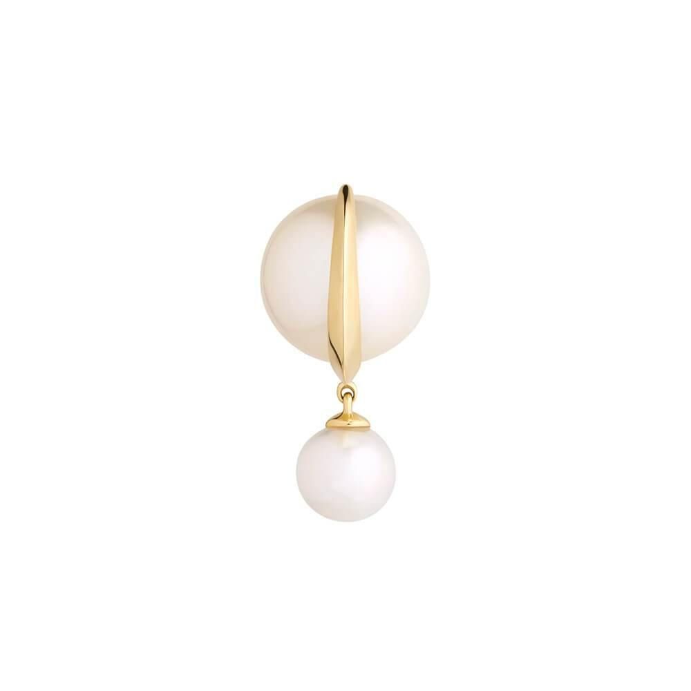 Cosmo Saturn 18K Gold Earrings w. Pearl