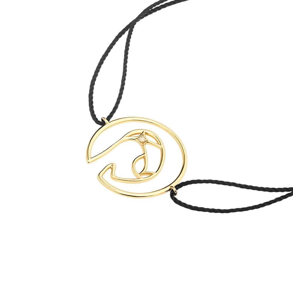 Cosmo Space Friend Cord 18K Gold Plated Bracelet w. Zirconia