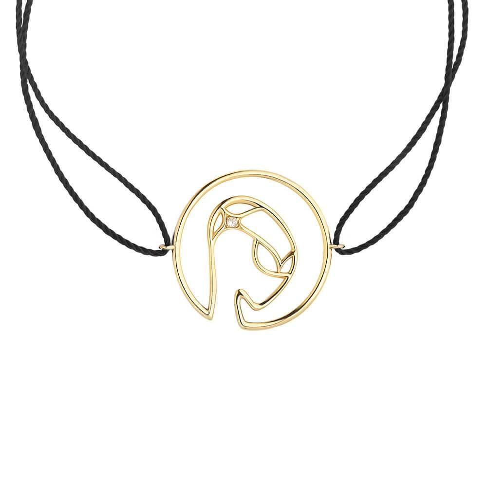 Cosmo Space Friend Cord 18K Gold Plated Bracelet w. Zirconia