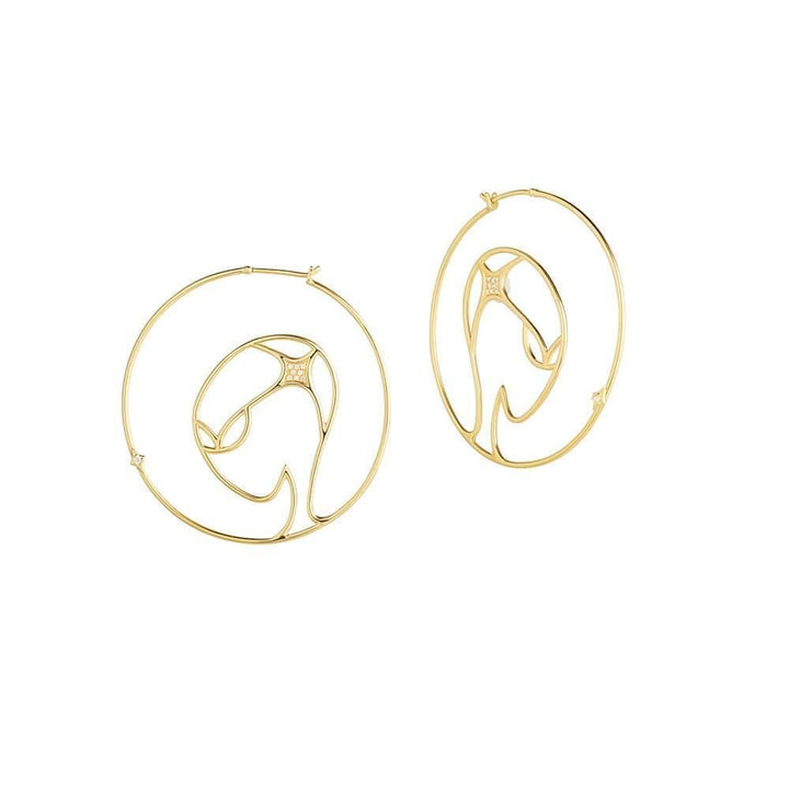 Cosmo Space Friend 18K Gold Plated Hoops w. Zirconia