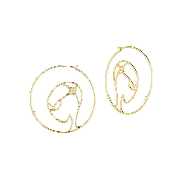 Cosmo Space Friend 18K Gold Plated Hoops w. Zirconia