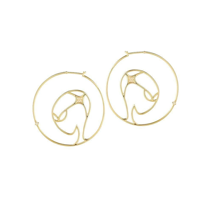 Cosmo Space Friend 18K Gold Plated Hoops w. Zirconia