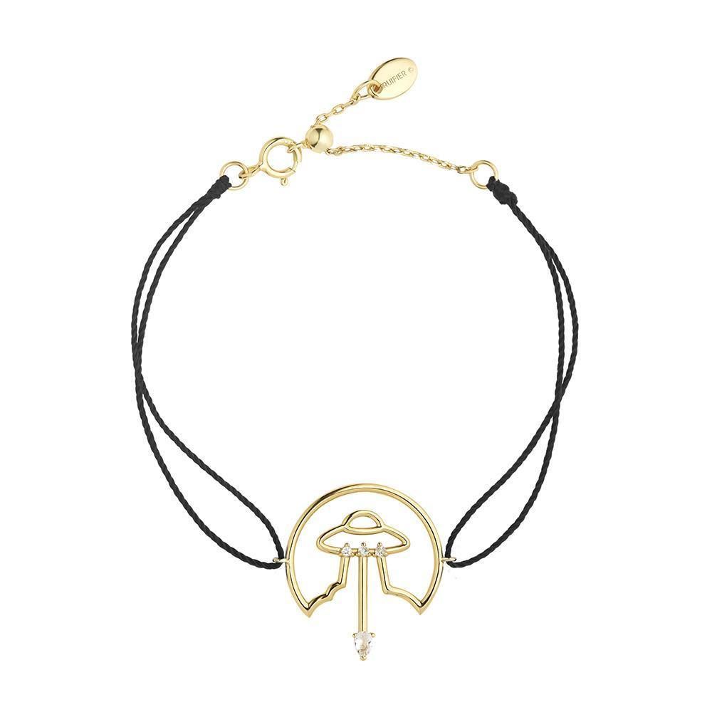 Cosmo Spaceship Cord 18K Forgyldt Armbånd m. Zirkon