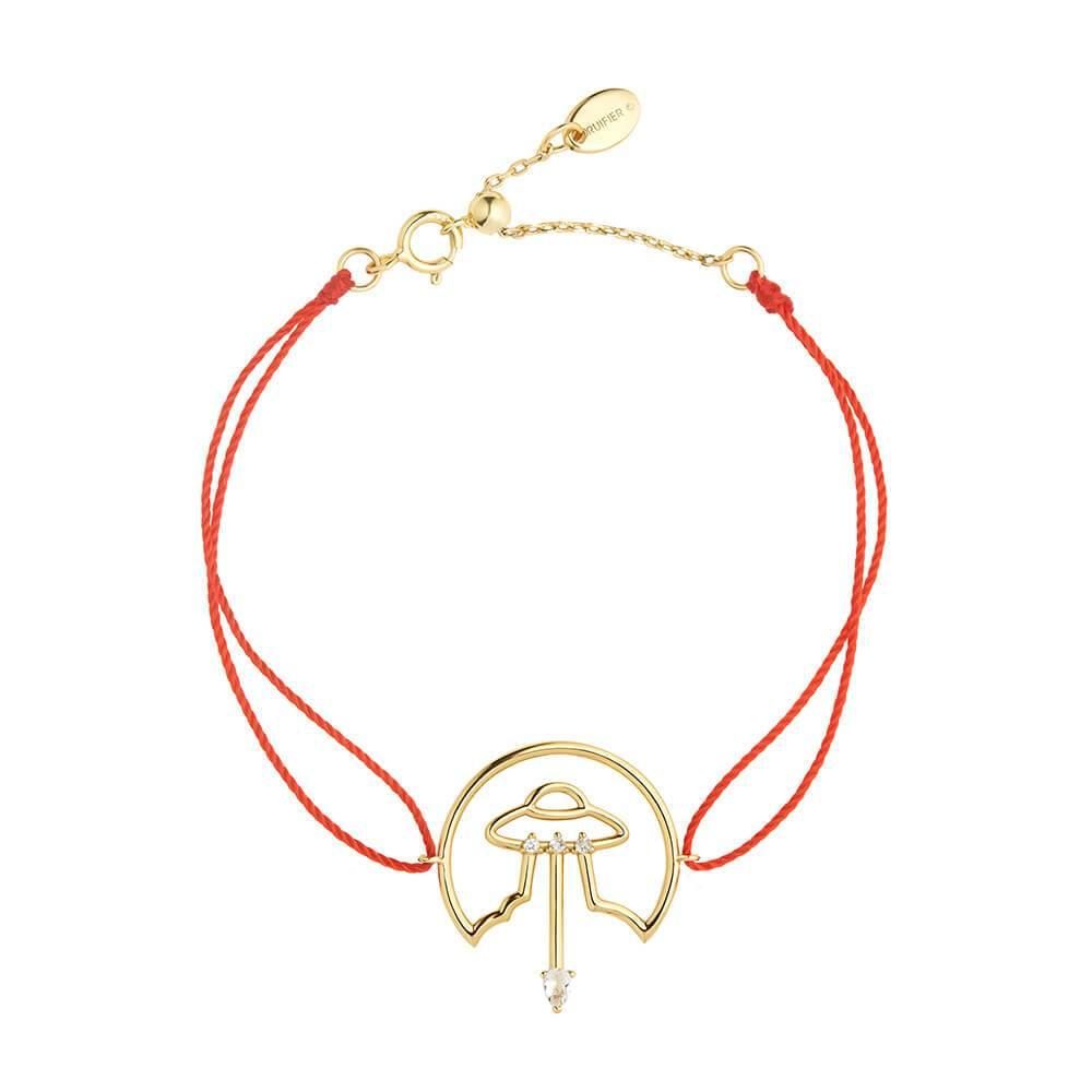 Cosmo Spaceship Cord 18K Forgyldt Armbånd m. Zirkon