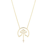 Cosmo Spaceship 18K Gold Plated Necklace w. Zirconia