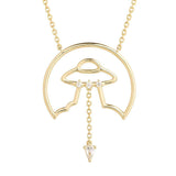 Cosmo Spaceship 18K Gold Plated Necklace w. Zirconia