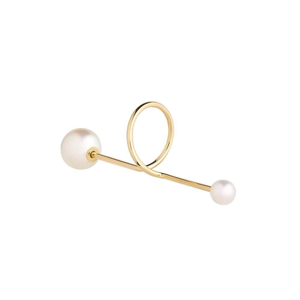 Cosmo Spiral 18K Guld Øreringe m. Perle