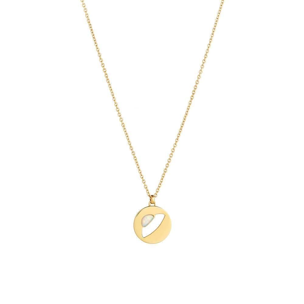 Cosmo UFO 18K Gold Plated Necklace w. Opal