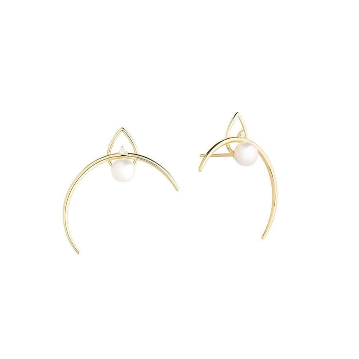 Cosmo Venus 18K Gold Earrings w. Pearl & Diamond