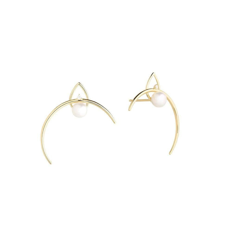 Cosmo Venus 18K Gold Earrings w. Pearl & Diamond