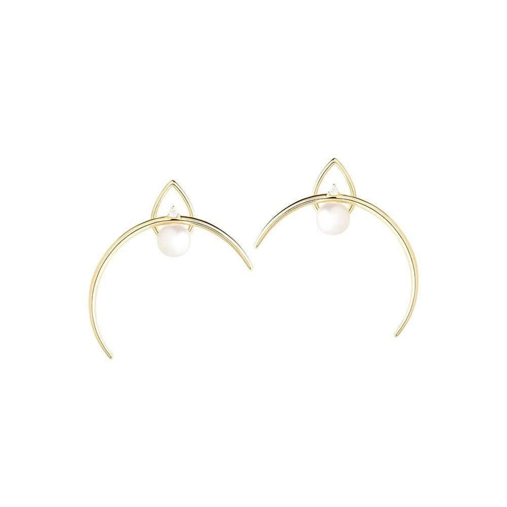 Cosmo Venus 18K Gold Earrings w. Pearl & Diamond