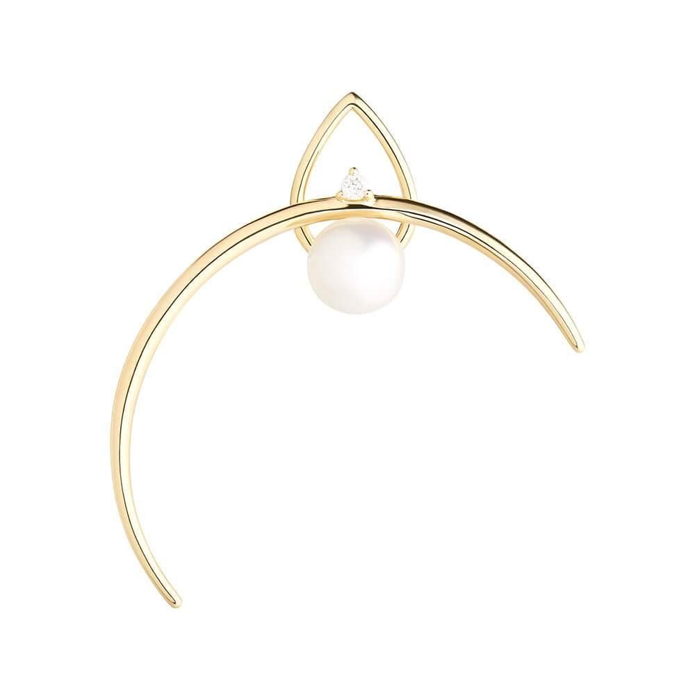 Cosmo Venus 18K Gold Earrings w. Pearl & Diamond