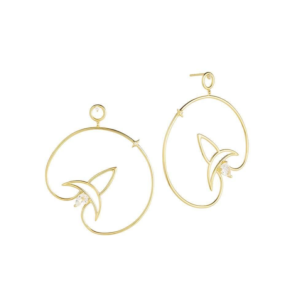 Cosmo Voyager 18K Gold Plated Hoops w. Zirconia