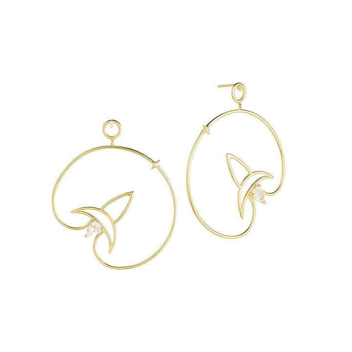 Cosmo Voyager 18K Gold Plated Hoops w. Zirconia