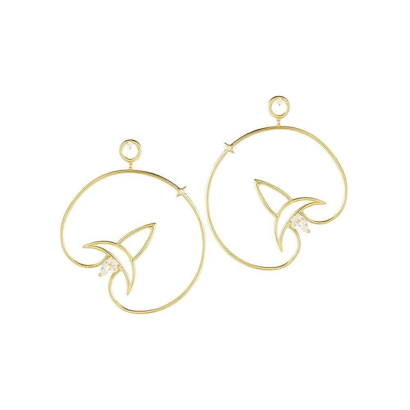 Cosmo Voyager 18K Gold Plated Hoops w. Zirconia