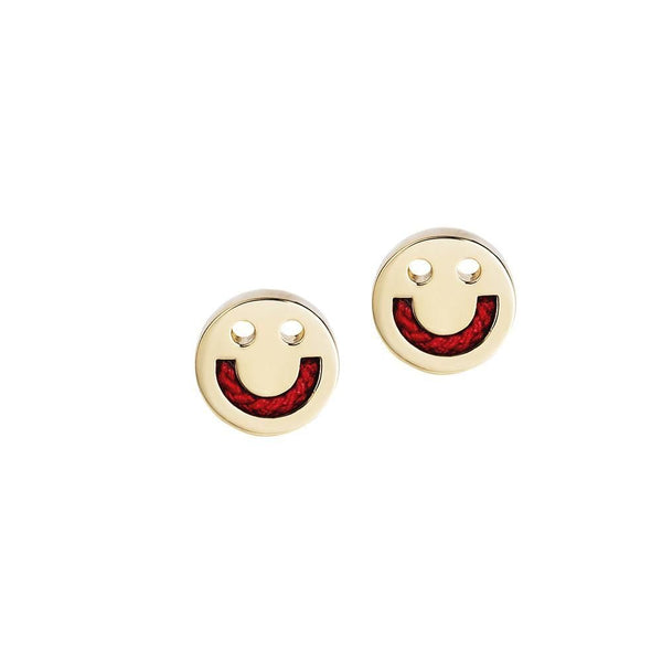 FRIENDS Happy Cored Ohrstecker I 18 Kt. Gelbgold-Vermeil I Rot
