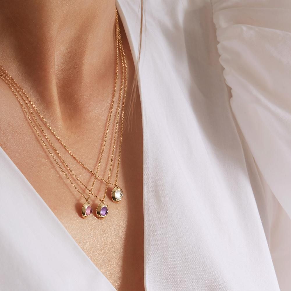 Gems of Cosmo 18K Gold Necklace w. Moonstone