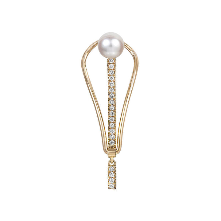 ICON FINE Spire 18K Gold Earrings w. Diamond & Pearl