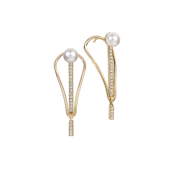 ICON FINE Spire 18K Gold Earrings w. Diamond & Pearl