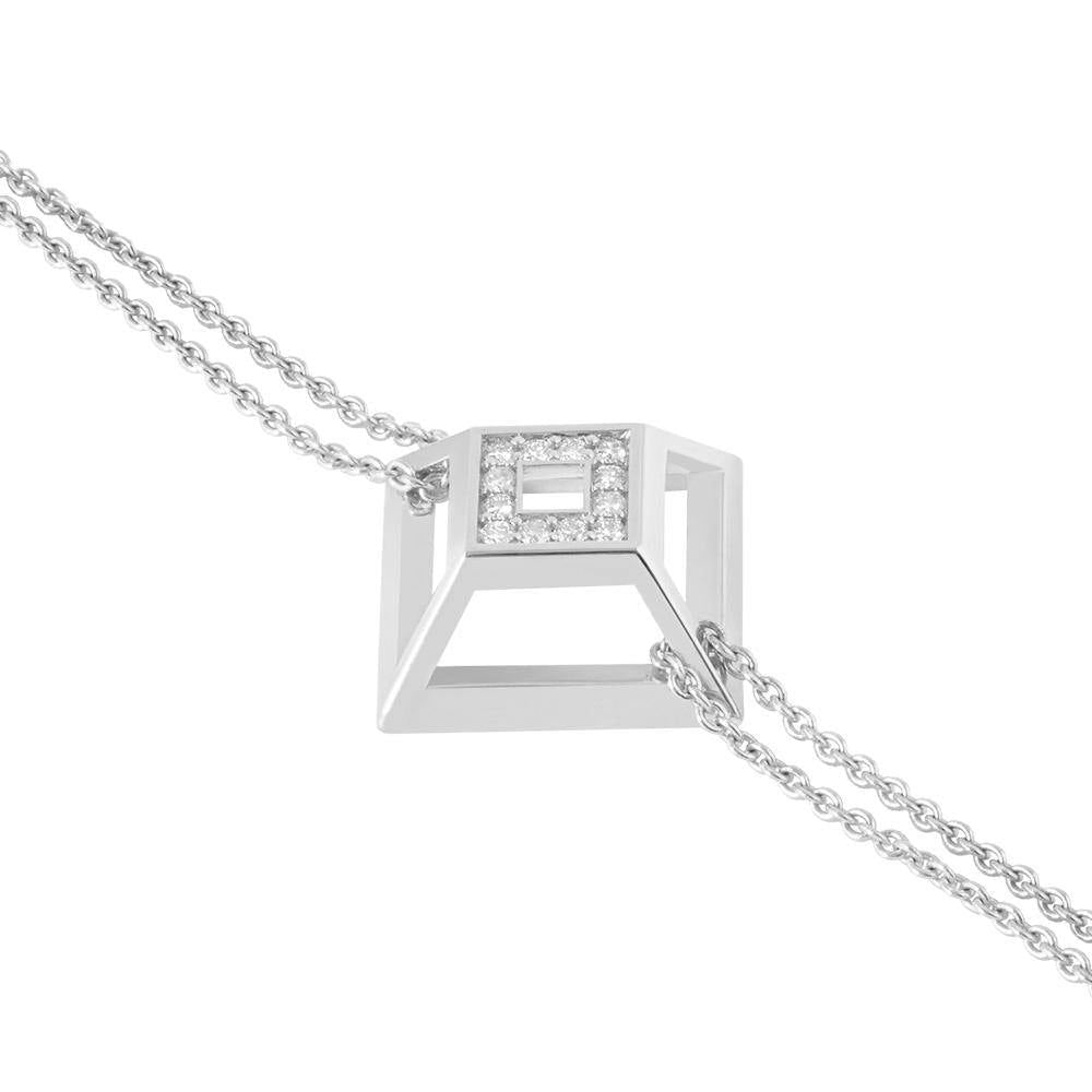 Icon Pyramid 18K Gold Plated or Silver Bracelet w. Diamond