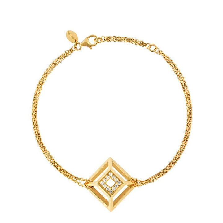Icon Pyramide 18K Gold plattiert oder Silberarmband w. Diamant