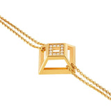 Icon Pyramid 18K Gold Plated or Silver Bracelet w. Diamond