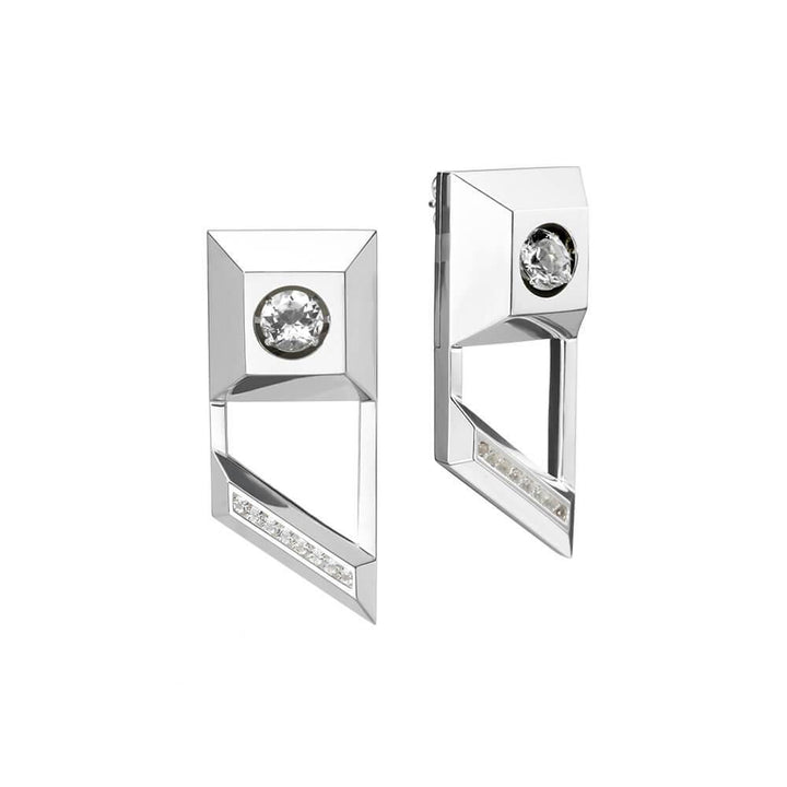 Icon Shard Silver Earrings w. Topaz