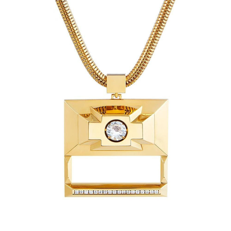 Icon Statement 18K Gold Plated Necklace w. Topaz