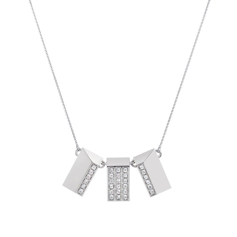 Icon Trinity Silver Necklace w. Topaz