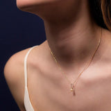 Astra Moonlight 18K Gold Necklace w. Pearl & Diamond