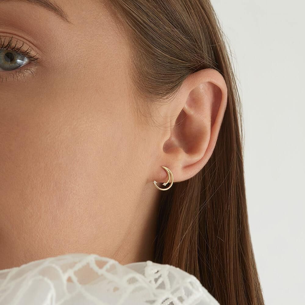 Cosmo Luna 18K Guld Ørestikker m. Diamant