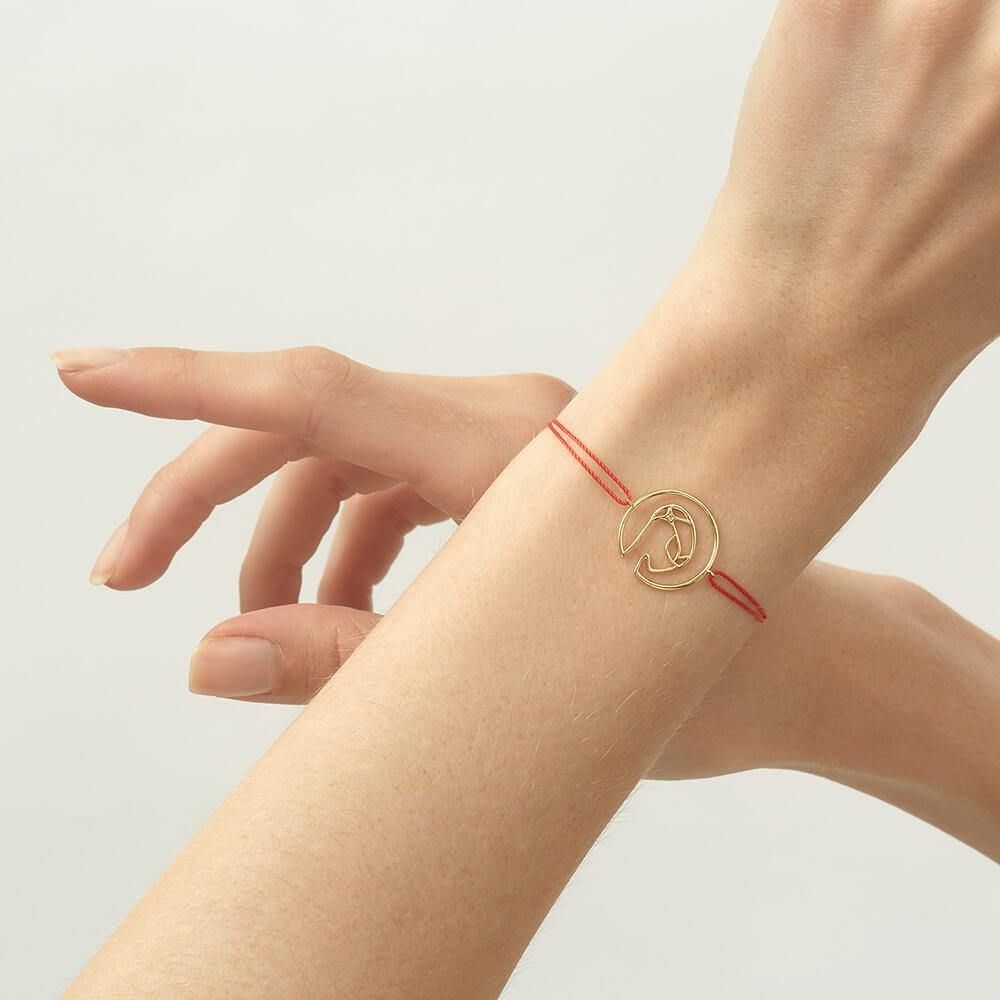 Cosmo Space Friend Cord 18K Gold Plated Bracelet w. Zirconia