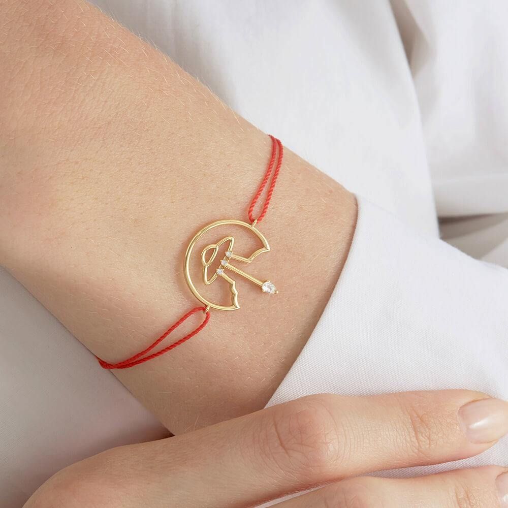 Cosmo Spaceship Cord 18K Forgyldt Armbånd m. Zirkon