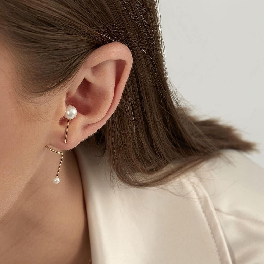 Cosmo Spiral 18K Guld Øreringe m. Perle