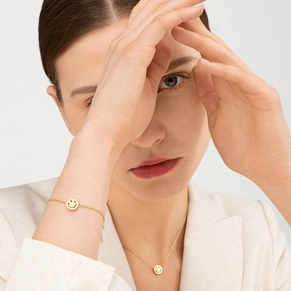 Freunde Happy Chain 18k Gold plattiert oder Silberarmband