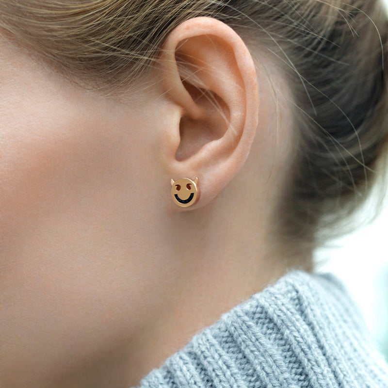 FRIENDS Wicked Cord / Black 18K Gold Plated Studs