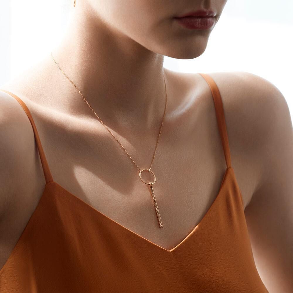 ICON FINE Drop 18K Rosegold Necklace w. Diamond