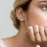 ICON FINE Spire 18K Gold Earrings w. Diamond & Pearl